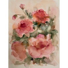 Red roses, original watercolor, Artist Marina Stognieva